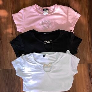 Bundle👚👚👚Kids' Girls Size 7/8 Black, White, and Pink Short Sleeve Tops